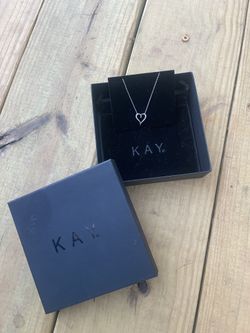 Kay Jewelers Silver Open Heart Necklace - Silver & Diamonds -Excellent condition