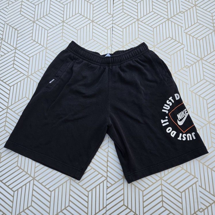 Nike Black “Just Do It” Graphic 9 Inch Drawstring Sweat Shorts Men’s Size Small