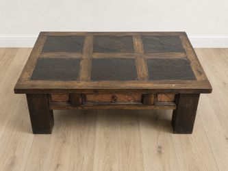 Southwestern Coffee Table with Slate & Copper Accents