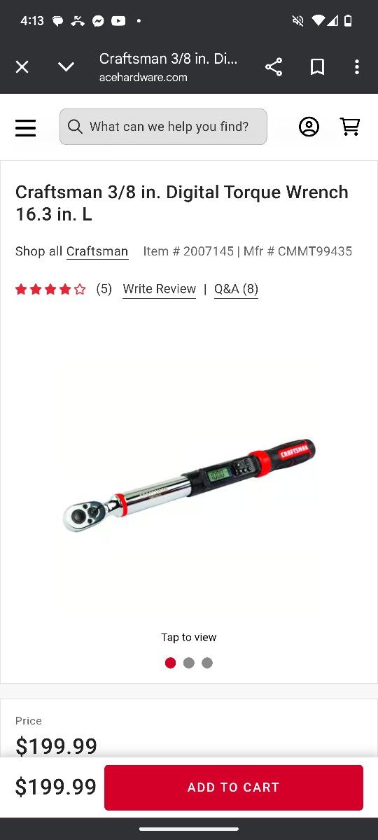 Craftsman 3/8" Digital Torque Wrench