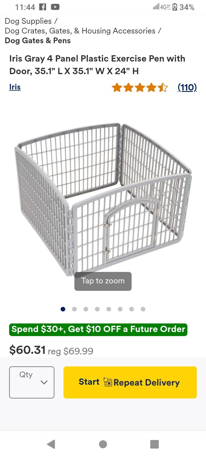Beige Dog Cage With Plastic Tray