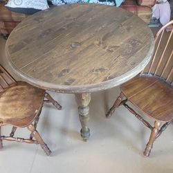 Solid Wood Table N 2 Chairs 