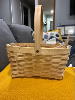 Woven Wood Basket with handle. New