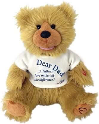 Chantilly Lane 12" DAD Noah Bear. Press red circle on hand to play message of love & thanks for Dad. {url removed}