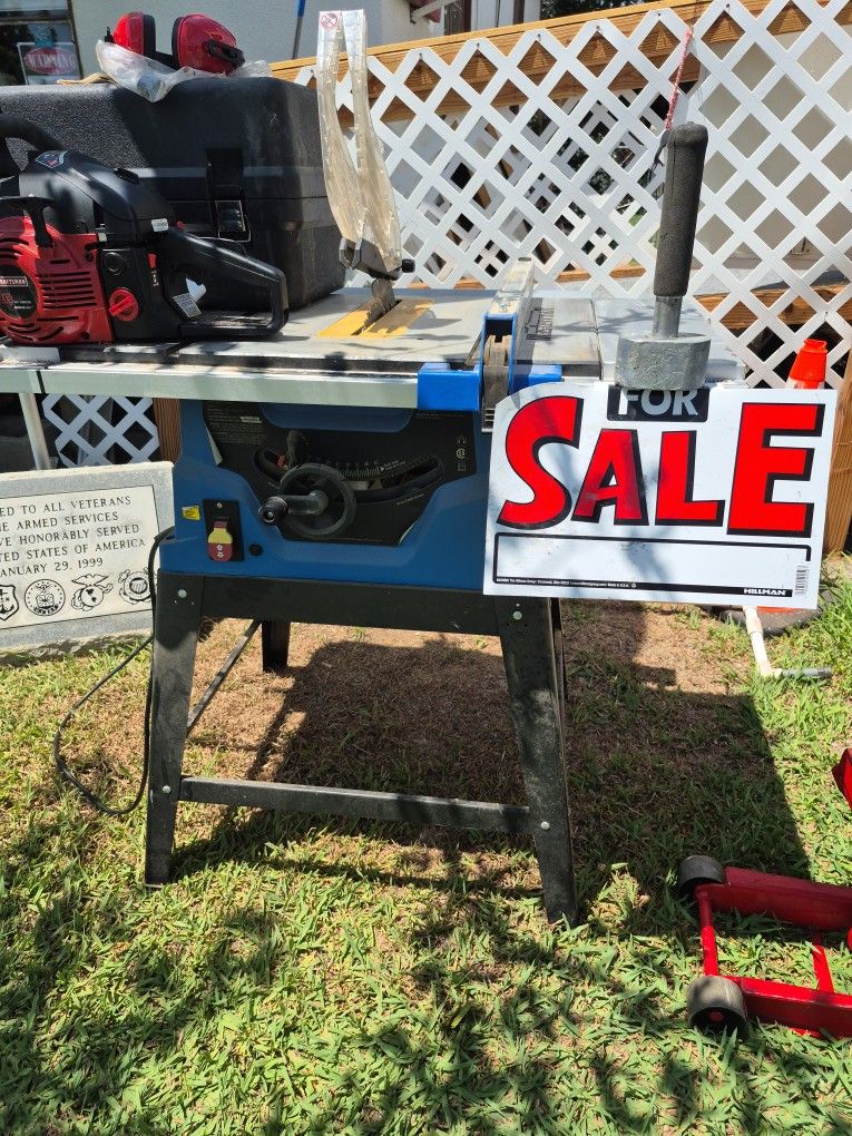 Table Saw, Chain Saw, and Jack