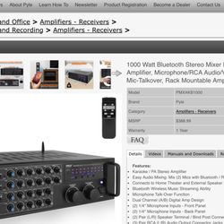 Pyle Pmxakb1000 Digital karaoke mixing amp
