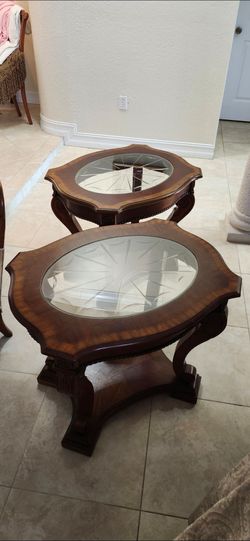 GLASS TOP WOODEN SIDE TABLES