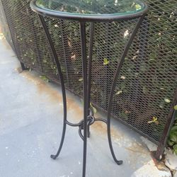 Wrought iron Side Table With Glass Top  12x29 For Lamp Or Plants .very Decorative. Reduced From $30 Co