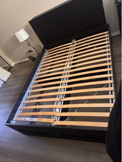 IKEA Bed Frame with separate Headboard & 4 Storage Drawers – Excellent Condition