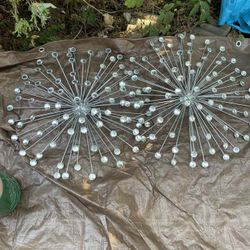 2 Silver Metal Bling Burst Wall Art