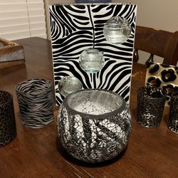 Zebra & Leopard Print Candle Holders