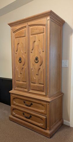 Solid Pecan Wood Storage Armoire