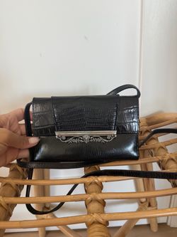 Vintage Brighton wallet/mini bag: Black leather/Silver