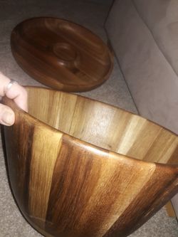 Wooden Style bowl and Lazy Susan Tray