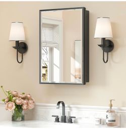 SPECIAL!! $45: 16" × 24" Black Medicine Cabinets with Mirror, Recessed Or Surface Mount