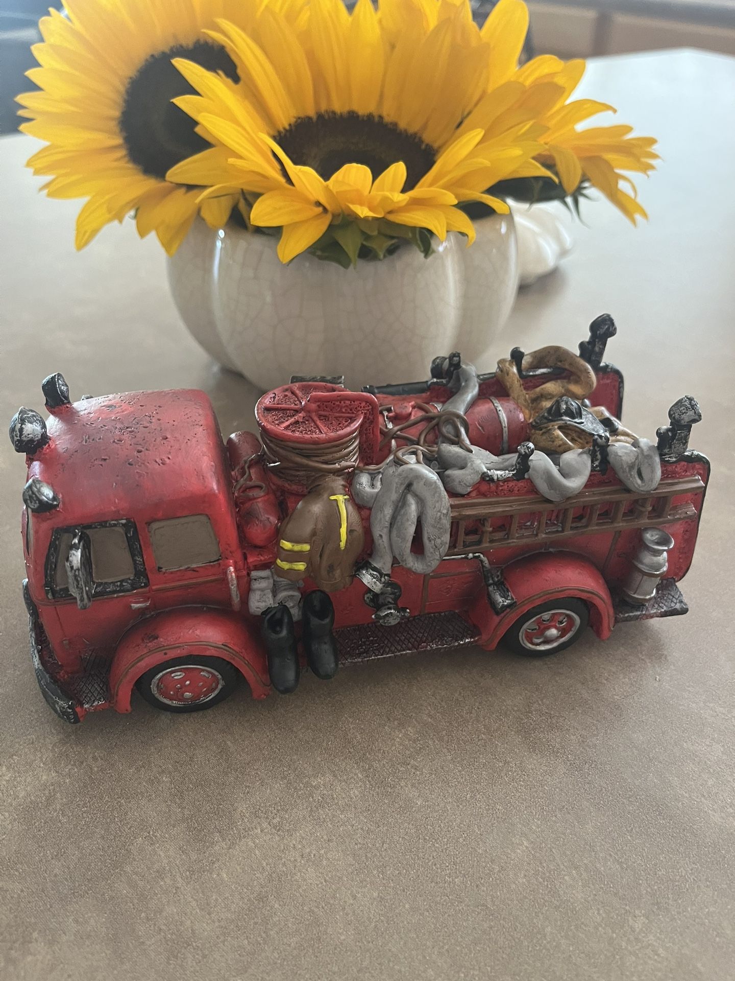 NWT Vintage Resin Firetruck