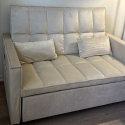 3 in 1 Convertible Sleeper Sofa Bed, 55" Pull Out Couches, Modern Loveseat Sleeper Sofa with Adjusta