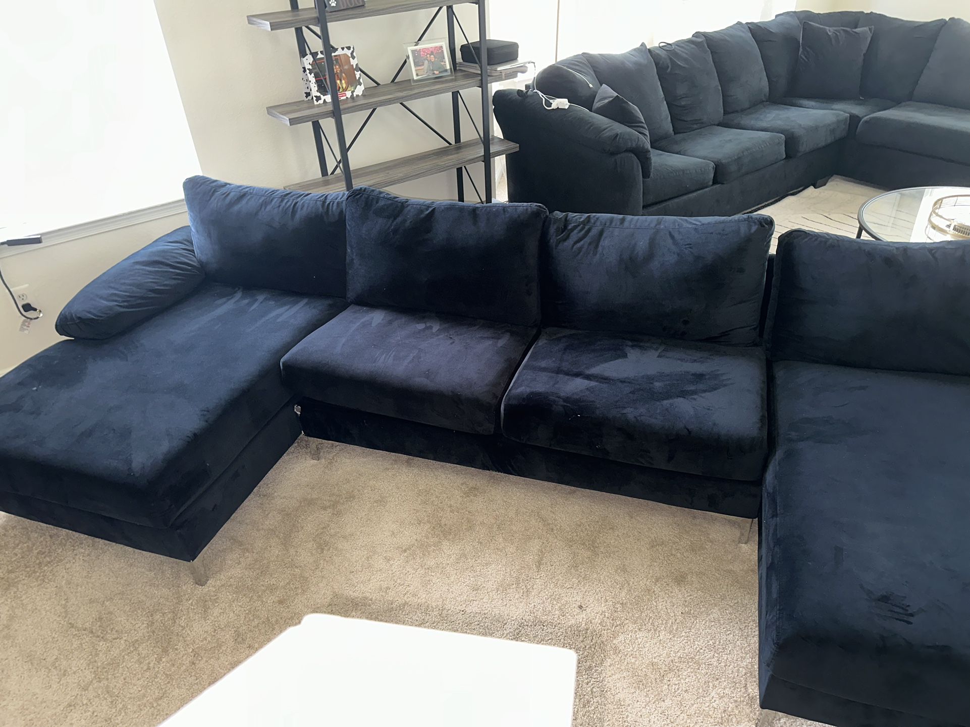 Black U-Shaped Couch For Sale