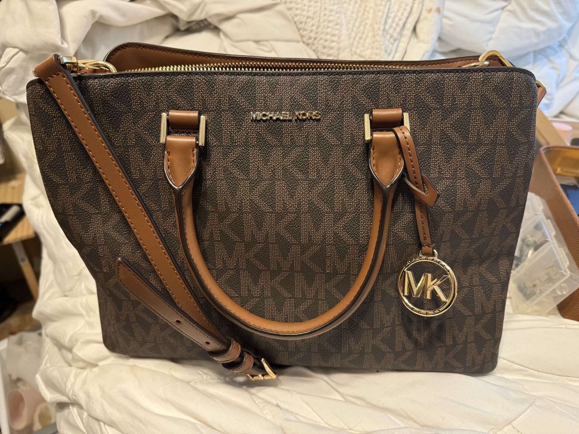 Michael Kors Savannah Large Signature Logo Satchel