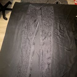 All Black/ripped Stacked Jeans 