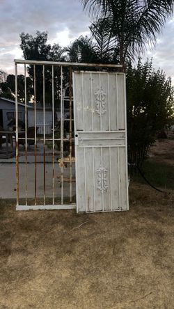 Vintage Wrought Iron Security Door with Side Panel We