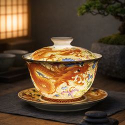 Chinese Dragon And Phoenix Tea Cup Tea Ware China Ware Collectible Home Decor