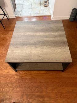 Square Coffee Table with Lower Shelf