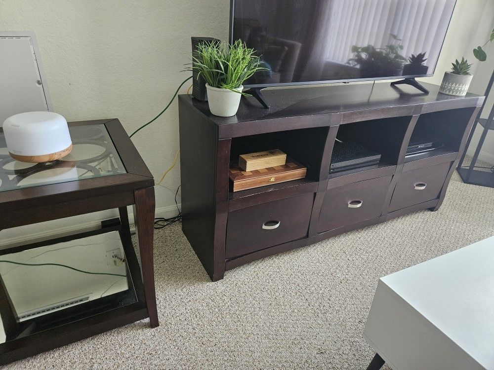 Tv Stand And End Glass Mirror Tables