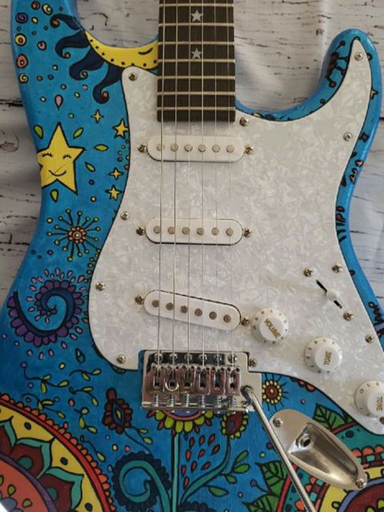 Eric Rifftone #129 Aries Handpainted Strat Style Electric Guitar