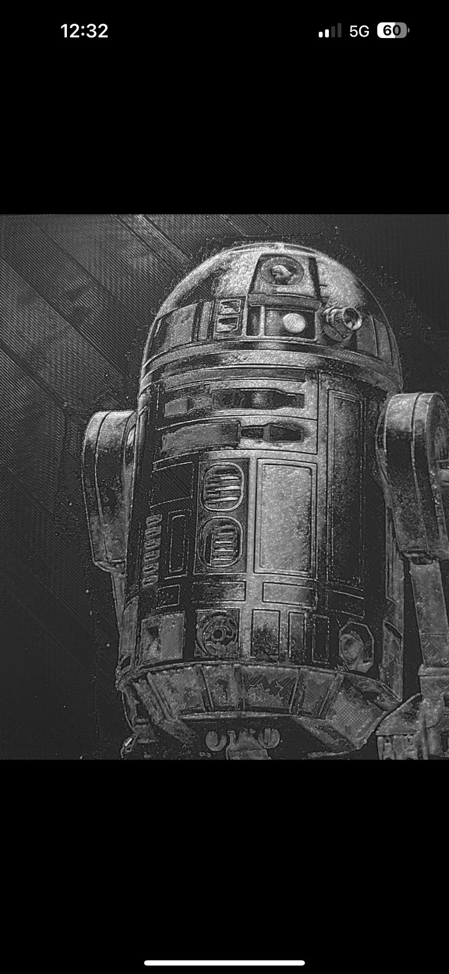 STAR WARS R2-D2 Lithograph - 3D Printed - Black and White