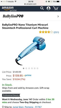 BaBylissPRO Nano Titanium Miracurl Steamtech Professional Curl Machine