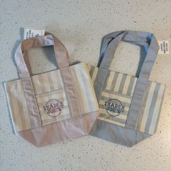 Trader Joe’s Mini Pastel Stripe Canvas Tote Bags 2026 Limited Edition Set of 2