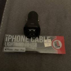 Car Lighter To iPhone Charger Black