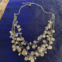 Vintage Silver Tone, Triple Strand Necklace 