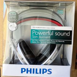 Philips Wired 3.5mm Headphones W/ Mic -Music & Calls Android/iPhone/Galaxy