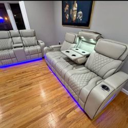 Leather Power Reclining Sofa Or Love Seat Heat And Massage $1399 Each Your Choice 