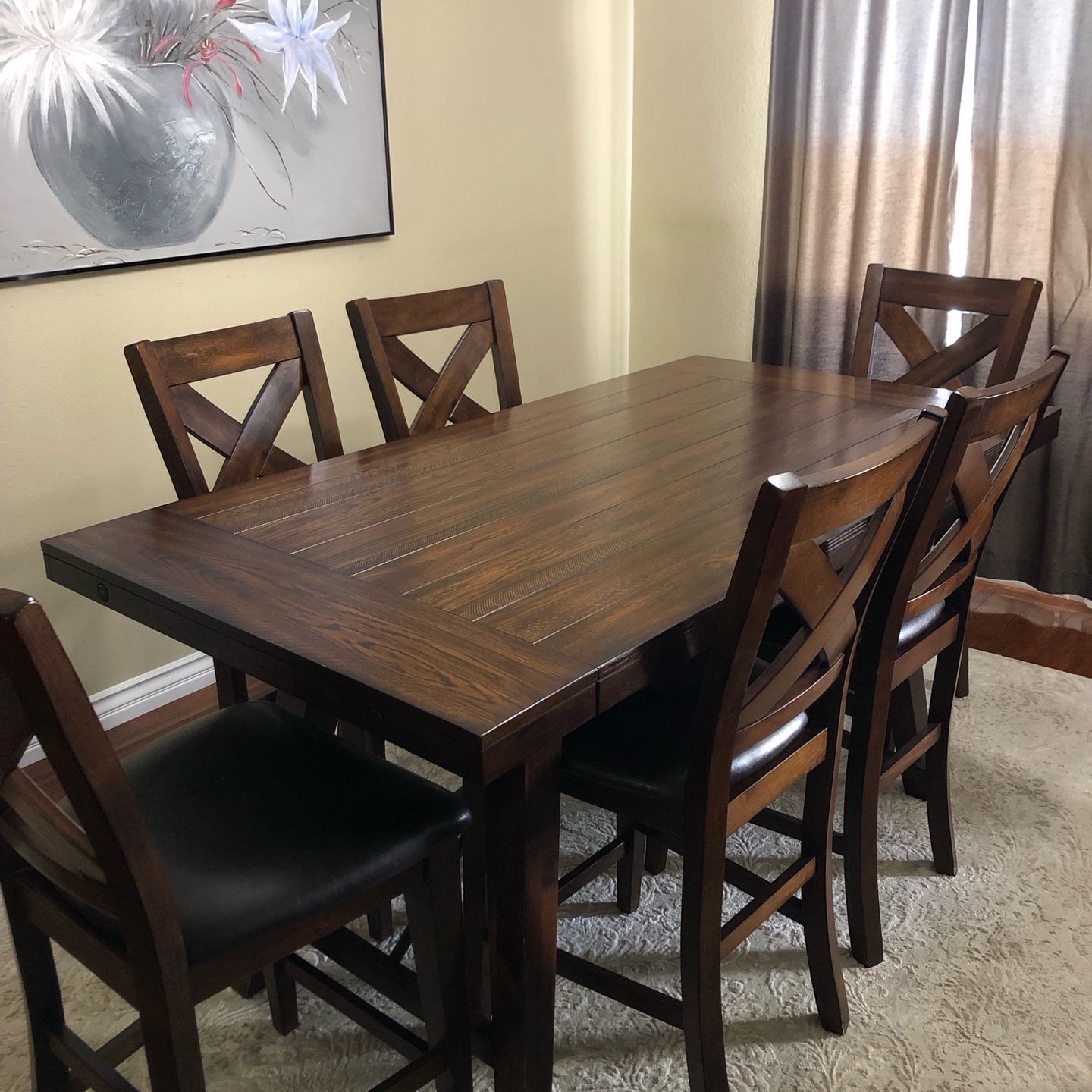 High Top Dinning Room Table W/6 Chairs
