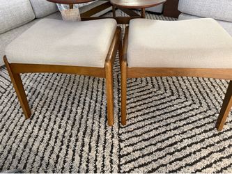 Pair of Baxton Studio Roxy Mid-Century Ottomans