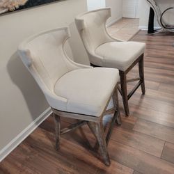 Set of 2 Upholstered swivel Counter Stools