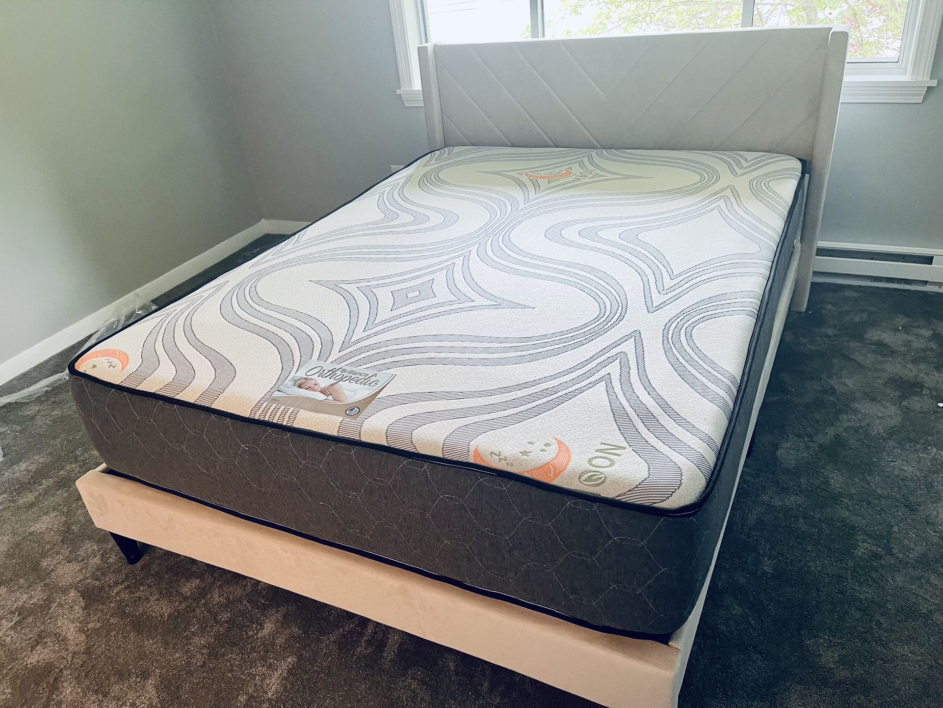 Set Queen Size Bed Frame+Mattress 12”thick Comfort & Quality Brand New We Deliver All Cities