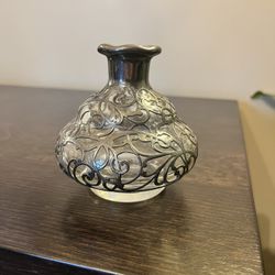 Antique Sterling Gorham Overlay Perfume Bottle Cracked Art Deco