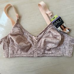 Bali 3820 Wirefree Bra 40B Pink Floral Print Full Coverage Comfort NWT