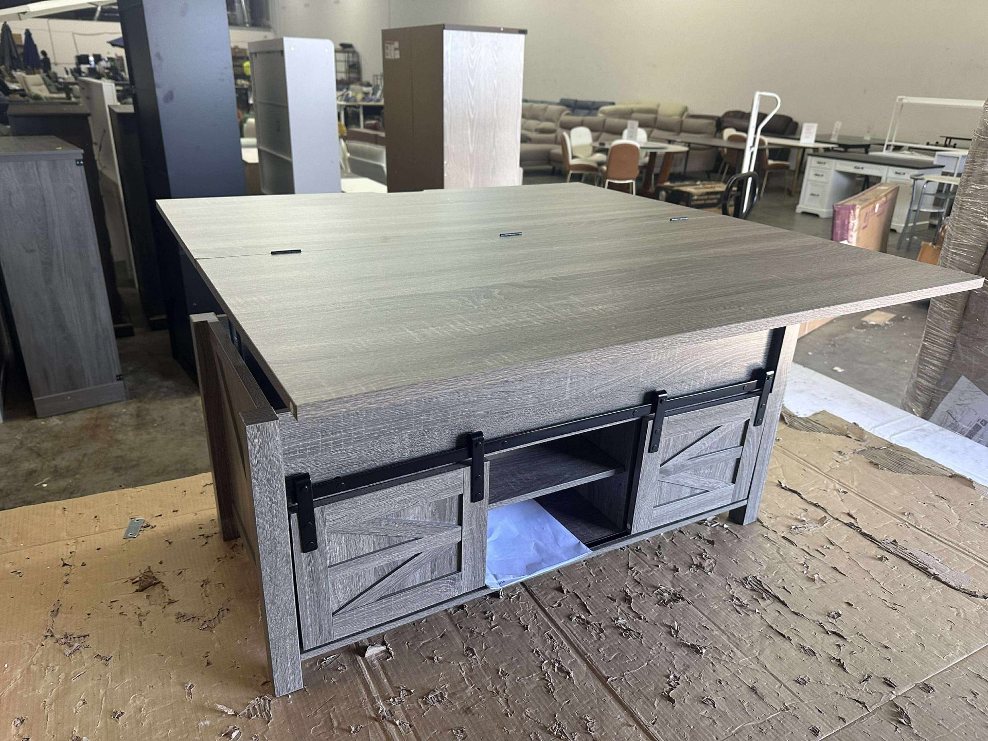 Lift Top Coffee Table with Hidden Storage Compartment, 4 in 1 Farmhouse Coffee Table