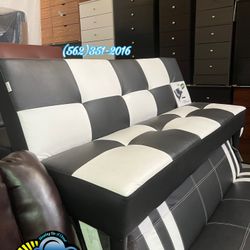 White Black Futon Couch Sofa Nuevo 