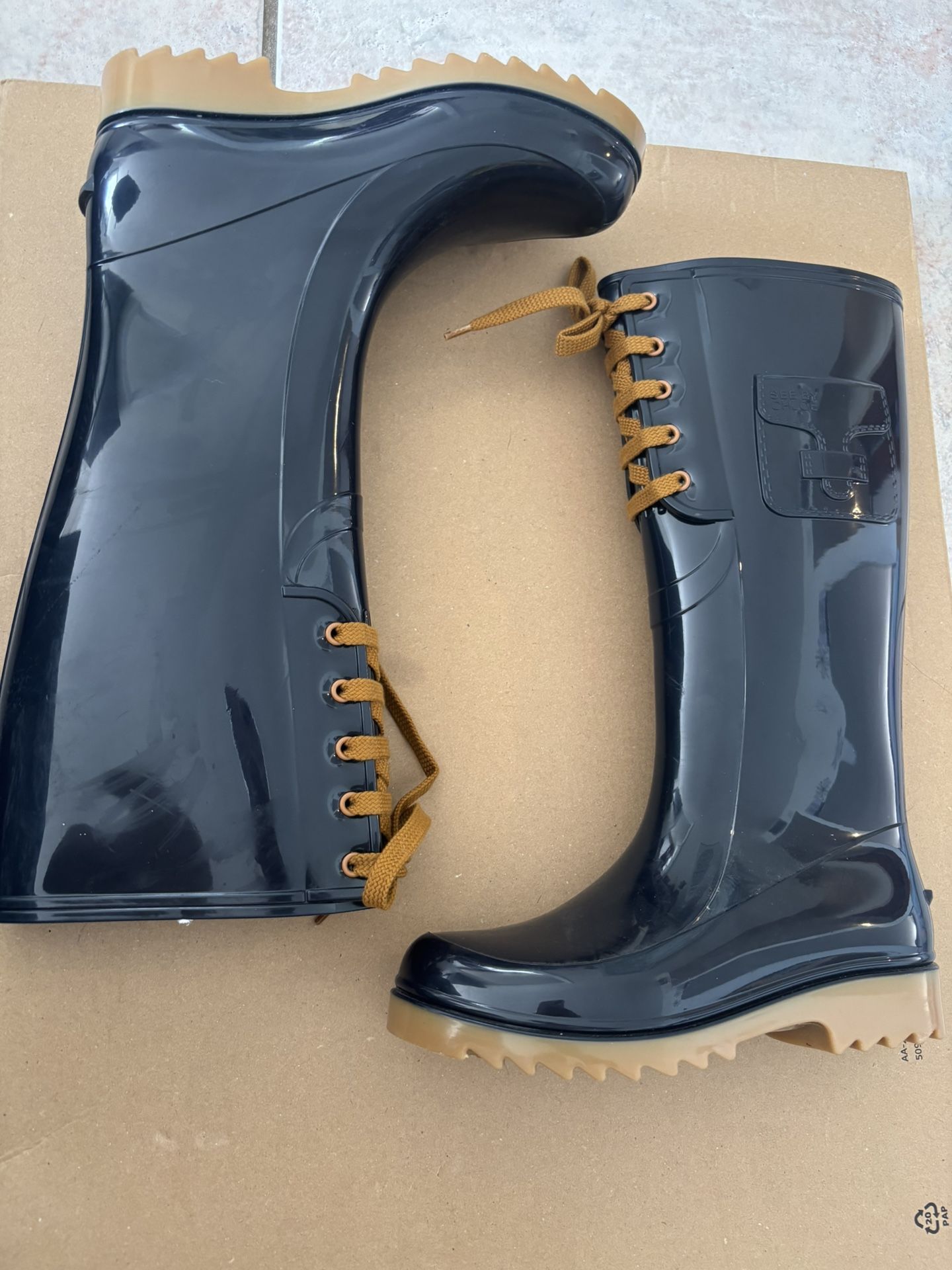 See by Chloe Rain riding Boots logo purse lace up knee high shoes flats sneaker
