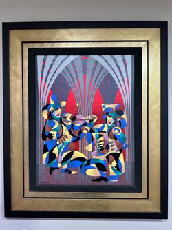 Anatole Krasnyansky "Musical Duo" Hand-Embellished Serigraph on Canvas - COA