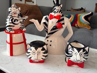 Rare Collectible B. Kliban Cat Ceramic teapot / kettle / mugs