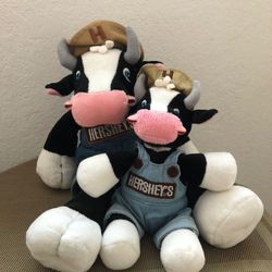 Hershey's Milk Chocolate Cow Plush Stuffed Animal Overalls Farm Mascot 15” Rare