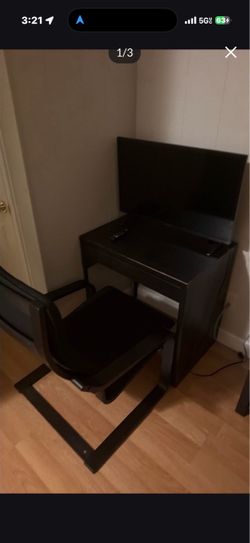Black Desk and Chair Set