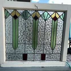 Antique Arts & Crafts Stained leaded Glass Window  